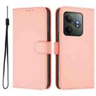For Realme GT 6 5G Global Skin Feel Solid Color Leather Phone Case with Lanyard(Pink) - 2