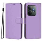 For Realme GT 6 5G Global Skin Feel Solid Color Leather Phone Case with Lanyard(Lavender Purple) - 2