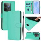 For Realme GT 6 5G Global Skin Feel Solid Color Leather Phone Case with Lanyard(Green) - 1