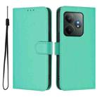 For Realme GT 6 5G Global Skin Feel Solid Color Leather Phone Case with Lanyard(Green) - 2