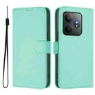 For Realme GT 6 5G Global Skin Feel Solid Color Leather Phone Case with Lanyard(Mint Green) - 2