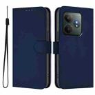 For Realme GT 6 5G Global Skin Feel Solid Color Leather Phone Case with Lanyard(Navy Blue) - 2