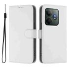 For Realme GT 6 5G Global Skin Feel Solid Color Leather Phone Case with Lanyard(White) - 2