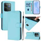 For Realme GT 6 5G Global Skin Feel Solid Color Leather Phone Case with Lanyard(Sky Blue) - 1