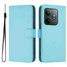 For Realme GT 6 5G Global Skin Feel Solid Color Leather Phone Case with Lanyard(Sky Blue) - 2