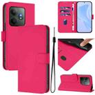 For Realme GT 6 5G Global Skin Feel Solid Color Leather Phone Case with Lanyard(Rose Red) - 1