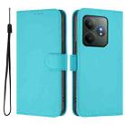 For Realme GT 6 5G Global Skin Feel Solid Color Leather Phone Case with Lanyard(Lake Blue) - 2