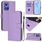 For Realme GT Neo 3 Skin Feel Solid Color Leather Phone Case with Lanyard(Lavender Purple) - 1