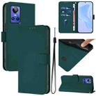 For Realme GT Neo 3 Skin Feel Solid Color Leather Phone Case with Lanyard(Dark Green) - 1