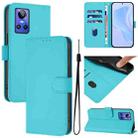 For Realme GT Neo 3 Skin Feel Solid Color Leather Phone Case with Lanyard(Lake Blue) - 1