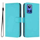 For Realme GT Neo 3 Skin Feel Solid Color Leather Phone Case with Lanyard(Lake Blue) - 2