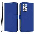 For Realme GT Neo 3T Skin Feel Solid Color Leather Phone Case with Lanyard(Dark Blue) - 2