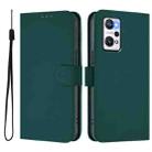 For Realme GT Neo 3T Skin Feel Solid Color Leather Phone Case with Lanyard(Dark Green) - 2