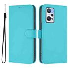 For Realme GT Neo 3T Skin Feel Solid Color Leather Phone Case with Lanyard(Lake Blue) - 2