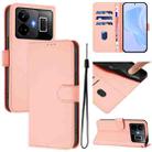 For Realme GT3 5G / GT Neo 5 240W Skin Feel Solid Color Leather Phone Case with Lanyard(Pink) - 1