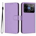 For Realme GT3 5G / GT Neo 5 240W Skin Feel Solid Color Leather Phone Case with Lanyard(Lavender Purple) - 2