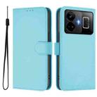 For Realme GT3 5G / GT Neo 5 240W Skin Feel Solid Color Leather Phone Case with Lanyard(Sky Blue) - 2