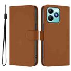 For Realme Note 50 4G Global Skin Feel Solid Color Leather Phone Case with Lanyard(Brown) - 2