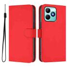 For Realme Note 50 4G Global Skin Feel Solid Color Leather Phone Case with Lanyard(Red) - 2