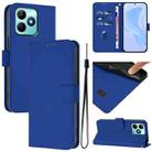 For Realme Note 50 4G Global Skin Feel Solid Color Leather Phone Case with Lanyard(Dark Blue) - 1