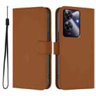 For Realme Note 60 4G Global Skin Feel Solid Color Leather Phone Case with Lanyard(Brown) - 2