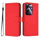 For Realme Note 60 4G Global Skin Feel Solid Color Leather Phone Case with Lanyard(Red) - 2