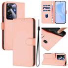 For Realme Note 60 4G Global Skin Feel Solid Color Leather Phone Case with Lanyard(Pink) - 1