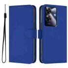 For Realme Note 60 4G Global Skin Feel Solid Color Leather Phone Case with Lanyard(Dark Blue) - 2