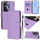 For Realme Note 60 4G Global Skin Feel Solid Color Leather Phone Case with Lanyard(Lavender Purple) - 1