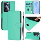 For Realme Note 60 4G Global Skin Feel Solid Color Leather Phone Case with Lanyard(Green) - 1