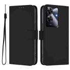 For Realme Note 60 4G Global Skin Feel Solid Color Leather Phone Case with Lanyard(Black) - 2