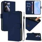 For Realme Note 60 4G Global Skin Feel Solid Color Leather Phone Case with Lanyard(Navy Blue) - 1