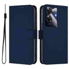 For Realme Note 60 4G Global Skin Feel Solid Color Leather Phone Case with Lanyard(Navy Blue) - 2