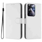 For Realme Note 60 4G Global Skin Feel Solid Color Leather Phone Case with Lanyard(White) - 2