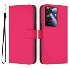 For Realme Note 60 4G Global Skin Feel Solid Color Leather Phone Case with Lanyard(Rose Red) - 2