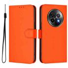 For Realme 13+ 5G Global Skin Feel Solid Color Leather Phone Case with Lanyard(Orange) - 2