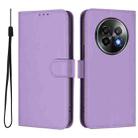 For Realme 13+ 5G Global Skin Feel Solid Color Leather Phone Case with Lanyard(Lavender Purple) - 2