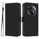 For Realme 13+ 5G Global Skin Feel Solid Color Leather Phone Case with Lanyard(Black) - 2