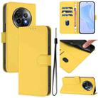 For Realme 13+ 5G Global Skin Feel Solid Color Leather Phone Case with Lanyard(Lemon Yellow) - 1