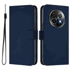 For Realme 13+ 5G Global Skin Feel Solid Color Leather Phone Case with Lanyard(Navy Blue) - 2