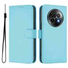 For Realme 13+ 5G Global Skin Feel Solid Color Leather Phone Case with Lanyard(Sky Blue) - 2