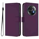 For Realme 13+ 5G Global Skin Feel Solid Color Leather Phone Case with Lanyard(Violet) - 2