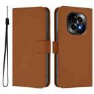 For Realme C63 5G Global Skin Feel Solid Color Leather Phone Case with Lanyard(Brown) - 2