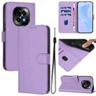 For Realme C63 5G Global Skin Feel Solid Color Leather Phone Case with Lanyard(Lavender Purple) - 1