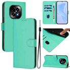 For Realme C63 5G Global Skin Feel Solid Color Leather Phone Case with Lanyard(Green) - 1