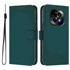 For Realme C63 5G Global Skin Feel Solid Color Leather Phone Case with Lanyard(Dark Green) - 2