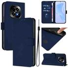 For Realme C63 5G Global Skin Feel Solid Color Leather Phone Case with Lanyard(Navy Blue) - 1