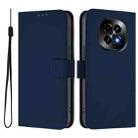 For Realme C63 5G Global Skin Feel Solid Color Leather Phone Case with Lanyard(Navy Blue) - 2