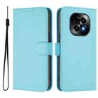 For Realme C63 5G Global Skin Feel Solid Color Leather Phone Case with Lanyard(Sky Blue) - 2