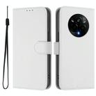 For Realme 14 Pro Skin Feel Solid Color Leather Phone Case with Lanyard(White) - 2